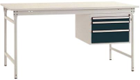 Manuflex BB5261.7016 Compleet bijzettafel basis stationair met melamine schijf + behuizing onderbouw, bxdxh: 1000 x 800 x 780 mm Antraciet