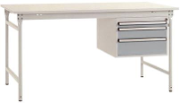 Manuflex BB5261.9006 Compleet bijzettafel basis stationair met melamine schijf + behuizing onderbouw, bxdxh: 1000 x 800 x 780 mm Aluminium zilver