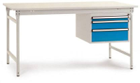 Manuflex BB5267.7035 Compleet bijzettafel basis stationair met kunststof plaat + behuizing onderbouw, bxdxh: 1000 x 800 x 780 mm Grijs wit (RAL 7035)