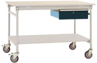 Manuflex BB5351.7016 Compleet bijzettafel basismobiel met melamine schijf + enkele lade, bxdxh: 1500 x 800 x 850 mm Antraciet