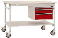 Manuflex BB5361.3003 Compleet bijzettafel basismobiel met melamine schijf + behuizing onderbouw, bxdxh: 1000 x 800 x 850 mm Robijn rood