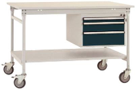 Manuflex BB5371.7016 Compleet bijzettafel basismobiel met melamine schijf + behuizing onderbouw, bxdxh: 1250 x 800 x 850 mm Antraciet