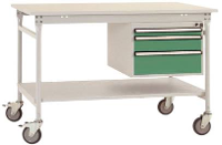 Manuflex BB5371.6011 Compleet bijzettafel basismobiel met melamine schijf + behuizing onderbouw, bxdxh: 1250 x 800 x 850 mm Reseda groen (RAL 9010)