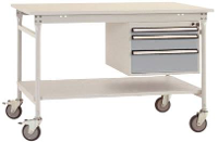 Manuflex BB5371.9006 Compleet bijzettafel basismobiel met melamine schijf + behuizing onderbouw, bxdxh: 1250 x 800 x 850 mm Aluminium zilver