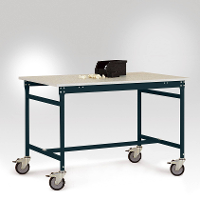 Manuflex LB4088.7016 ESD ESD bijzettafel basismobiel met melamine tafelblad in antraciet RAL 7016, bxdxh: 2000 x 800 x 853 mm Antraciet