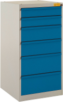 Manuflex LS1046.5012 ESD lade kast BASETEC stationair, gebruiksh. 900 Mm met 6 lades, in licht blauw RAL 5012 ESD