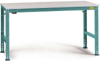 Manuflex LU4068.5021 ESD ESD werktafel universele standaard achtergrond tafel met melamine schijf, bxdxh = 1500 x 1000 x 763 873 mm Waterblauw