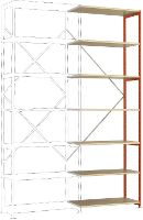 Manuflex RP1714.2001 Magazijnstelling uitbreidingsmodule (b x h x d) 1000 x 3000 x 700 mm Hout