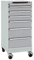 Manuflex SP1133.9006 Lade kast BASETEC mobiel, gebruiksh. 900 Mm met 7 lades, in aluminium zilver vergelijkbaar met RAL 9006