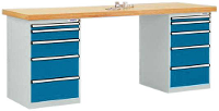 Manuflex TP5091.5007 Werkbank systeem combi, 2 behuizing model 1 met multiplex plaat, bxdxh = 2000 x 700 x 840 mm