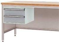Manuflex ZB4525.9006 Behuizing onderbouw voor alu werkbanken, gebruiksh. 300 Mm met 2 lades, voor tafel diepte 600 mm