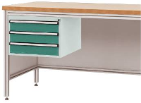 Manuflex ZB4622.0001 Behuizing onderbouw voor alu werkbanken, gebruiksh. 300 Mm met 3 lades, voor tafel diepte 800 mm