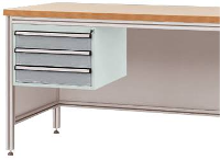 Manuflex ZB4622.9006 Behuizing onderbouw voor alu werkbanken, gebruiksh. 300 Mm met 3 lades, voor tafel diepte 800 mm