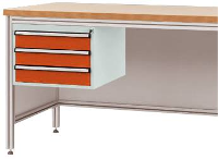 Manuflex ZB4625.2001 Behuizing onderbouw voor alu werkbanken, gebruiksh. 300 Mm met 3 lades, voor tafel diepte 600 mm