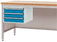 Manuflex ZB4625.5012 Behuizing onderbouw voor alu werkbanken, gebruiksh. 300 Mm met 3 lades, voor tafel diepte 600 mm