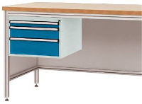 Manuflex ZB4672.5007 Behuizing onderbouw voor alu werkbanken, gebruiksh. 300 Mm met 3 lades, voor tafel diepte 800 mm