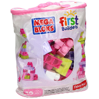 Mattel First Builders   Big Building Bag (Roze), 60 stuks Constructiespeelgoed