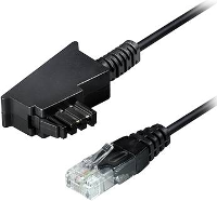 Maxtrack Telefoon (analoog) Aansluitkabel [1x Telefoonstekker Duitsland (TAE F)   1x LAN (10/100 MBit/s)] 15 m Zwart