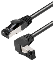 Maxtrack TI49 0,5L RJ45 Netwerkkabel, patchkabel CAT 8.1 S/FTP 0.50 M Zwart 90° haaks naar boven, Ammoniakbestendig, Afgeschermd (enkel) 1 stuk(s)