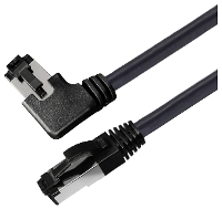 Maxtrack TI51 1L RJ45 Netwerkkabel, patchkabel CAT 8.1 S/FTP 1 m Zwart 90° haaks naar rechts, Afgeschermd (enkel) 1 stuk(s)