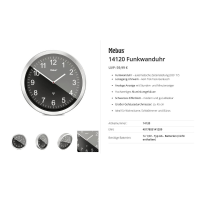 Mebus 14120 Zendgestuurde klok Zendergestuurd 45 cm Aluminium Slepend uurwerk (geluidsloos)