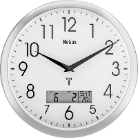 Mebus 19422 Wandklok Zendergestuurd 30 cm x 30 mm Zilver