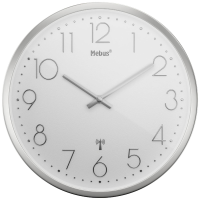 Mebus 19776 Wandklok Zendergestuurd 25 cm x 40 mm Zilver Slepend uurwerk (geluidsloos)