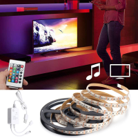 0.5M/1m/1.5M/2m/3m/4m Non Waterproof Music Sound Activated Remote Control 5050 Led Strip Light Dc5v