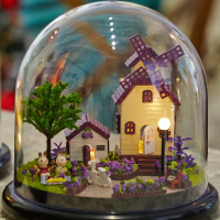 1:32 Cuteroom Dollhouse Miniature Provence House Diy Kit With Cover And Led