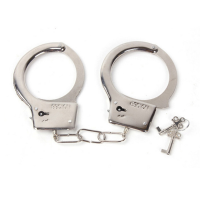 1 Pair Creative Handcuffs Steel Police Duty Double Lock Keys