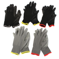 1 Pair Pu Palm Coated Nylon Precision Protective Safety Work Gloves Light Weight