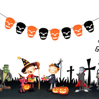 1 Pcs Halloween Fabric Pumpkin Skull Bat Spider Hanging Party Decoration Ornaments Diy Pull Flags
