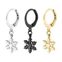 1 Piece Titanium Steel Earrings Black Silver Gold 316l Stainless Steel Snowflake Men Women Jewelry