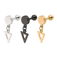 1 Piece Titanium Steel Earrings Fashion 316l Stainless Steel Triangle Pendant Ear Stud For Men Women