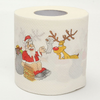 1 Roll Santa Claus Printed Merry Christmas Toilet Paper Tissue Table Room Decor