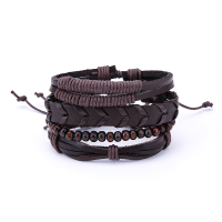 1 Set Adjustable Multilayer Wood Beads Men's Bracelets