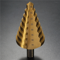 10 45Mm Golden Nitriding Hss Spira Nitriding Groove Core Hole Cutter Bit Hss Spiral Grooved Step Drill Bit