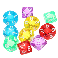 10 Pcs D10 Ten Sided Gem Dice Die For Rpg Dungeons & Dragons Games Set