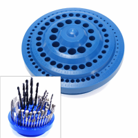 100 Holes 180x90mm Drill Bit Storage Case Plastic Round Shape Case Blue