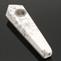 100% Natural White Turquoise Quartz Crystal Wand Pipe Healing With Carb Hole