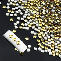 1000Pcs 3d Square Stud Metallic Gold Nail Art Decoration