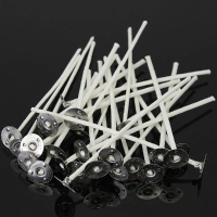 100Pcs 10cm Wax Candle Cotton Wicks With Metal Sustainers