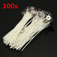 100Pcs 12cm Wax Candle Cotton Wicks With Metal Sustainers