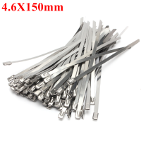 100Pcs 4.6X150mm Ball Lock Metal Stainless Steel Zip Ties Wrap Strap