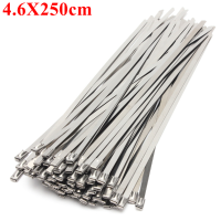 100Pcs 4.6X250mm Ball Lock Metal Stainless Steel Zip Ties Wrap Strap