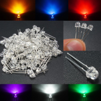 100Pcs 5mm 6 Color Straw Hat Led Emitting Diodes Water Clear Diy Wide Angle Light