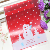 100Pcs/lot Lovely Christmas Snowman Cookie Bag Ziplock