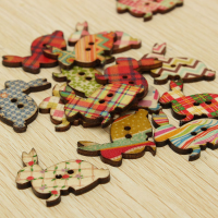 100Pcs Rabbit Shape Wooden Buttons Craft Diy Sewing Accessories