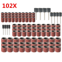 102Pcs 120 Grit Drum Sanding Kit With 1/2 3/8 1/4 Inch Sanding Mandrels Fit Dremel Rotary Tools