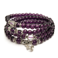 108Pcs 6mm Amethyst Crystal Prayer Beads Multilayer Bracelet